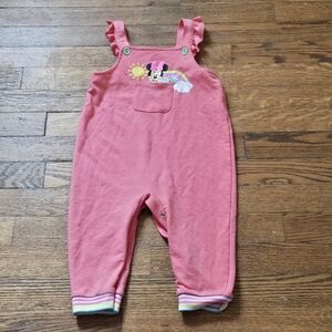 Disney Pink Ruffled Overalls with Character Design